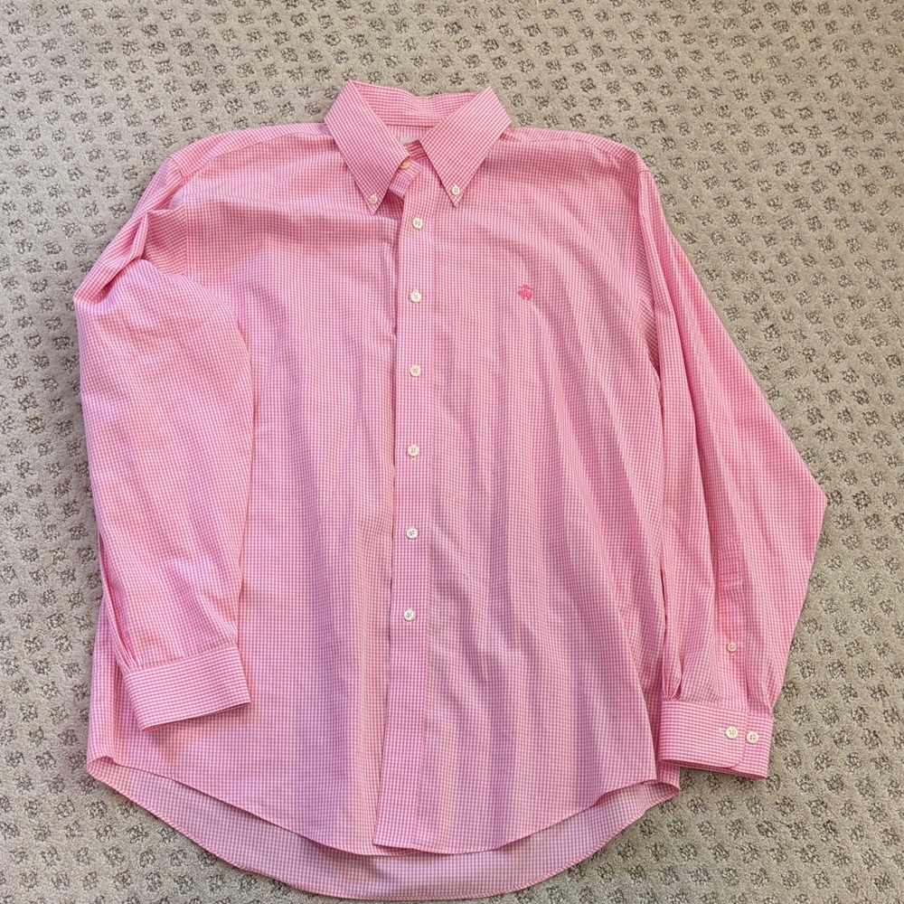 Brooks Brothers Men's Pink Gingham Dress Shirt